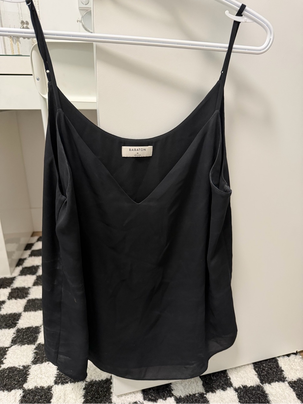 Babaton Black Silk-Blend V-Neck Cami